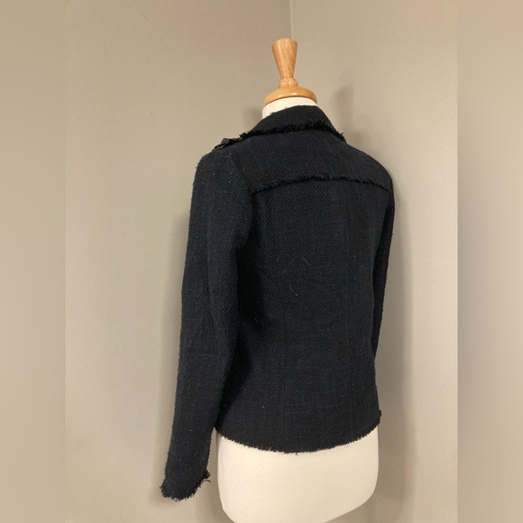 NYDJ - Black/Blue marled Biker-Style Jacket with Raw Hem - Size 6 - Picture 2 of 6